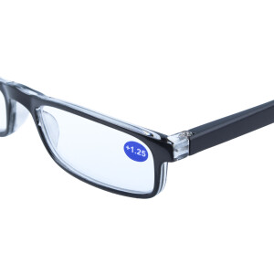 Schicke, klassische Fertiglesebrille / Halbbrille HALF-LINE mit Federscharnier in Schwarz + 2,25 dpt