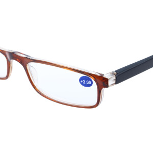 Schicke, klassische Fertiglesebrille / Halbbrille HALF-LINE mit Federscharnier in Braun + 2,50 dpt