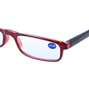 Schicke, klassische Fertiglesebrille / Halbbrille HALF-LINE mit Federscharnier in Rot + 1,00 dpt