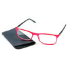 Elegante Lesebrille mit Federscharnier in Rot mit Einstecketui + 2,5