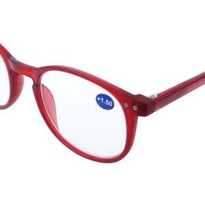 Schicke Fertiglesebrille JUNIOR NEW im modernen Panto-Design mit Federscharnier Rot + 3,50 dpt