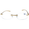 Randlose Bifokalbrille / Lesebrille ALEXIS mit Federscharnier in Gold + 2,00 dpt