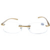 Randlose Bifokalbrille / Lesebrille ALEXIS mit Federscharnier in Gold + 2,50 dpt