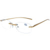 Randlose Bifokalbrille / Lesebrille ALEXIS mit Federscharnier in Gold + 3,50 dpt