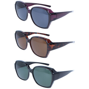 Moderne Überbrille / Sonnenbrille aus glänzendem Material mit Sonnenschutz und Polarisation