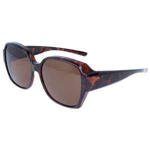 Moderne Überbrille / Sonnenbrille mit Sonnenschutz und Polarisation in Havanna inkl. Etui in Dunkelgrau