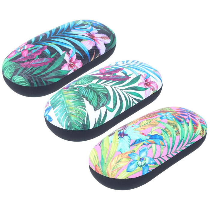 Großes Hartschalen-Etui TROPICAL mit sommerlichem Motiv und Metallscharnier