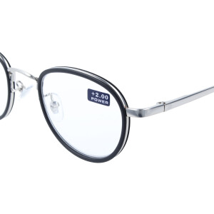 Moderne Fertiglesebrille / -hilfe WINDSOR in schicker Panto-Form mit Federscharnier in Schwarz + 1,00 dpt
