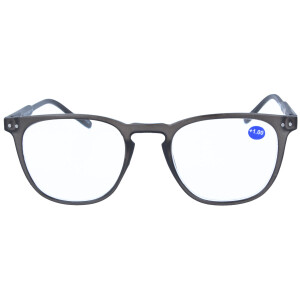 Schicke Fertiglesebrille / Lesehilfe TAILOR mit großem Blickfeld und Federscharnier in Grau + 3,00 dpt
