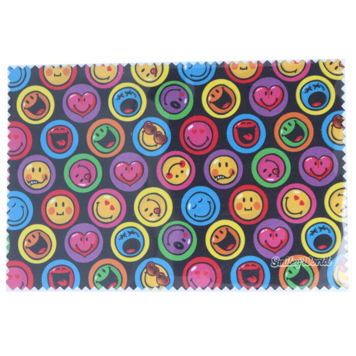 Lustiges Microfasertuch mit buntem Smiley-Motiv zum Brille Reinigen 10 x 15 cm - Motiv 01