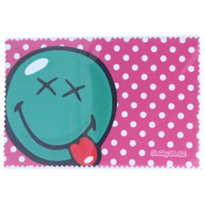 Lustiges Microfasertuch mit pinkem Smiley-Motiv zum...