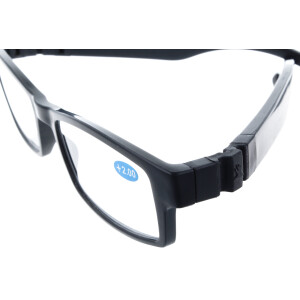 Nachhaltige Fertiglesebrille SUGAR aus Zuckerrohr mit flexiblen Bügeln in Schwarz + 2,50 dpt