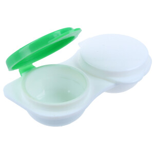 Praktischer Kontaktlinsenbehälter FLIP TOP mit Klappdeckel für weiche Kontaktlinsen in Grün