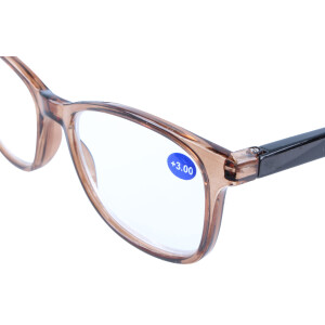 Zeitlose Fertiglesebrille LUCKY aus leichtem Kunststoff mit Federscharnier in Braun + 3,00 dpt