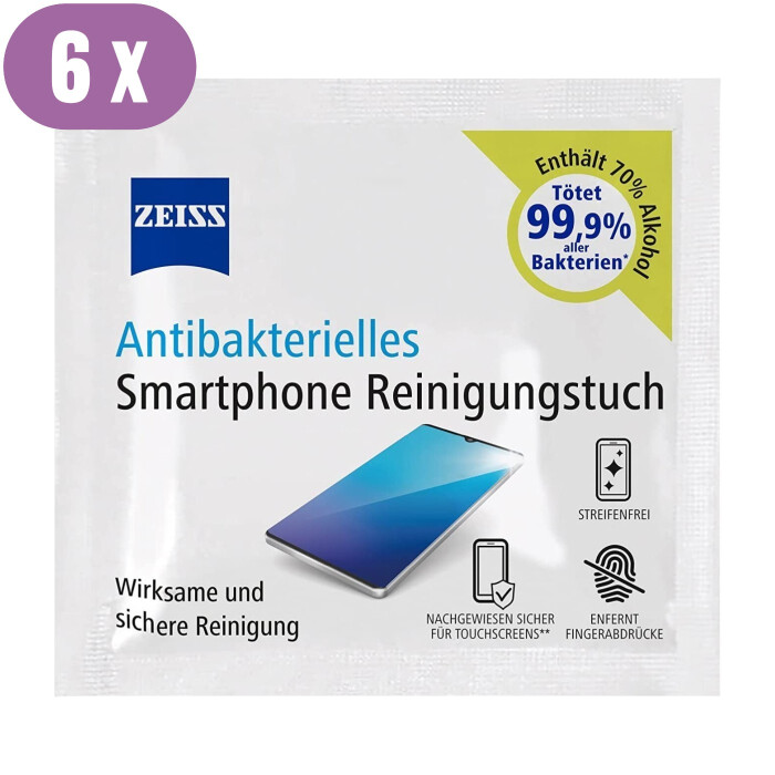 6 antibakt. Smartphone Reinigungstücher