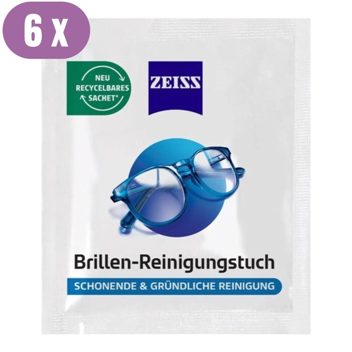 6 recycelbare Brillen-Reinigungstücher